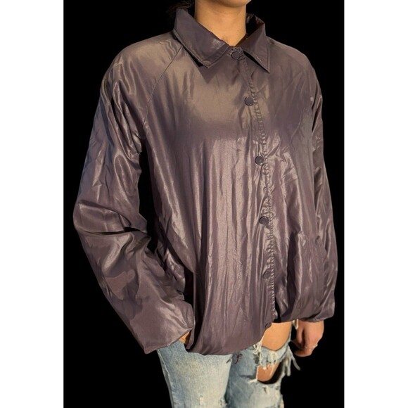 Vintage Changing Scene Jacket Women's Lilac WindBreaker Button Up 80s Pockets - Picture 9 of 10